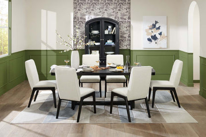 Table de salle à manger Alma de 86 po (L) avec base à tréteaux - anthracite noir | Alma Dining Table with Trestle Base, 86W - Charcoal Black