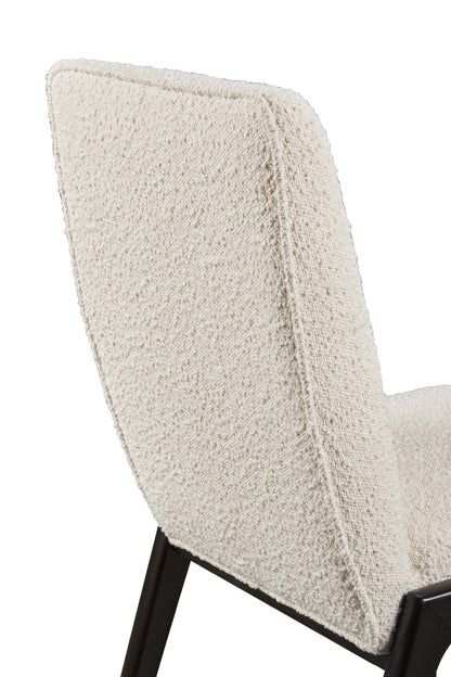 Chaise de salle à manger Alma avec tissu bouclé - Noir charbon et blanc | Chaise de salle à manger Alma en tissu bouclé - anthracite noir et blanche