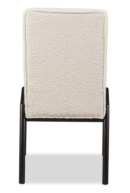 Chaise de salle à manger Alma avec tissu bouclé - Noir charbon et blanc | Chaise de salle à manger Alma en tissu bouclé - anthracite noir et blanche