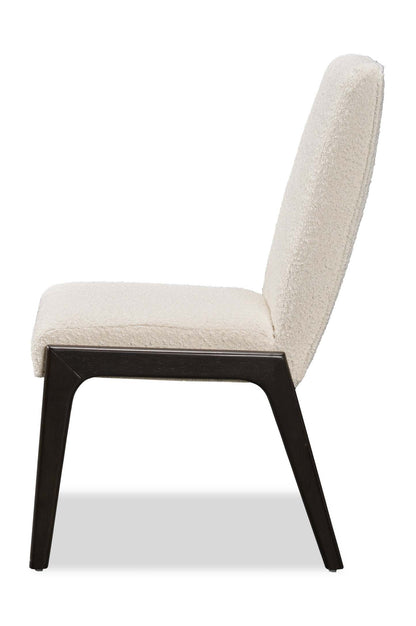 Chaise de salle à manger Alma avec tissu bouclé - Noir charbon et blanc | Chaise de salle à manger Alma en tissu bouclé - anthracite noir et blanche