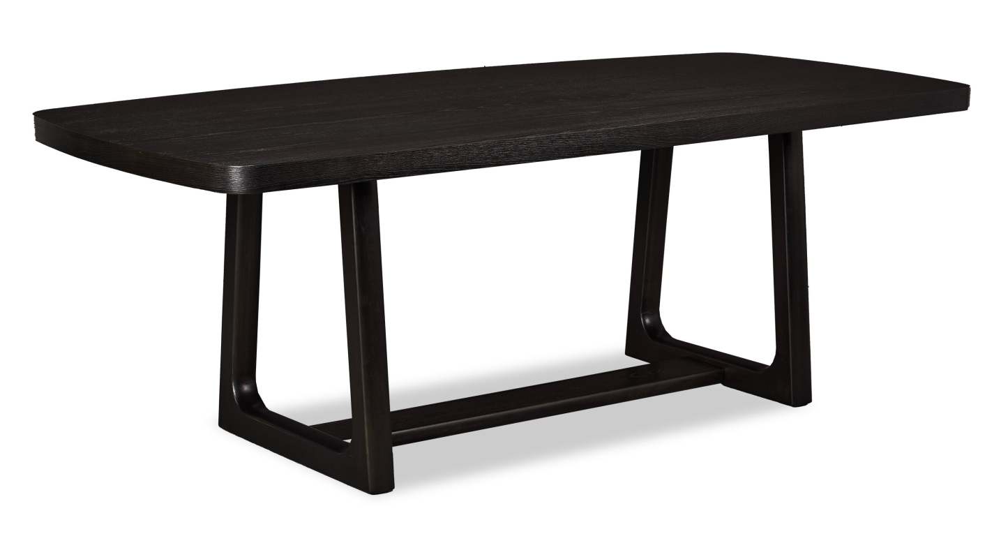 Table de salle à manger Alma de 86 po (L) avec base à tréteaux - anthracite noir | Alma Dining Table with Trestle Base, 86W - Charcoal Black