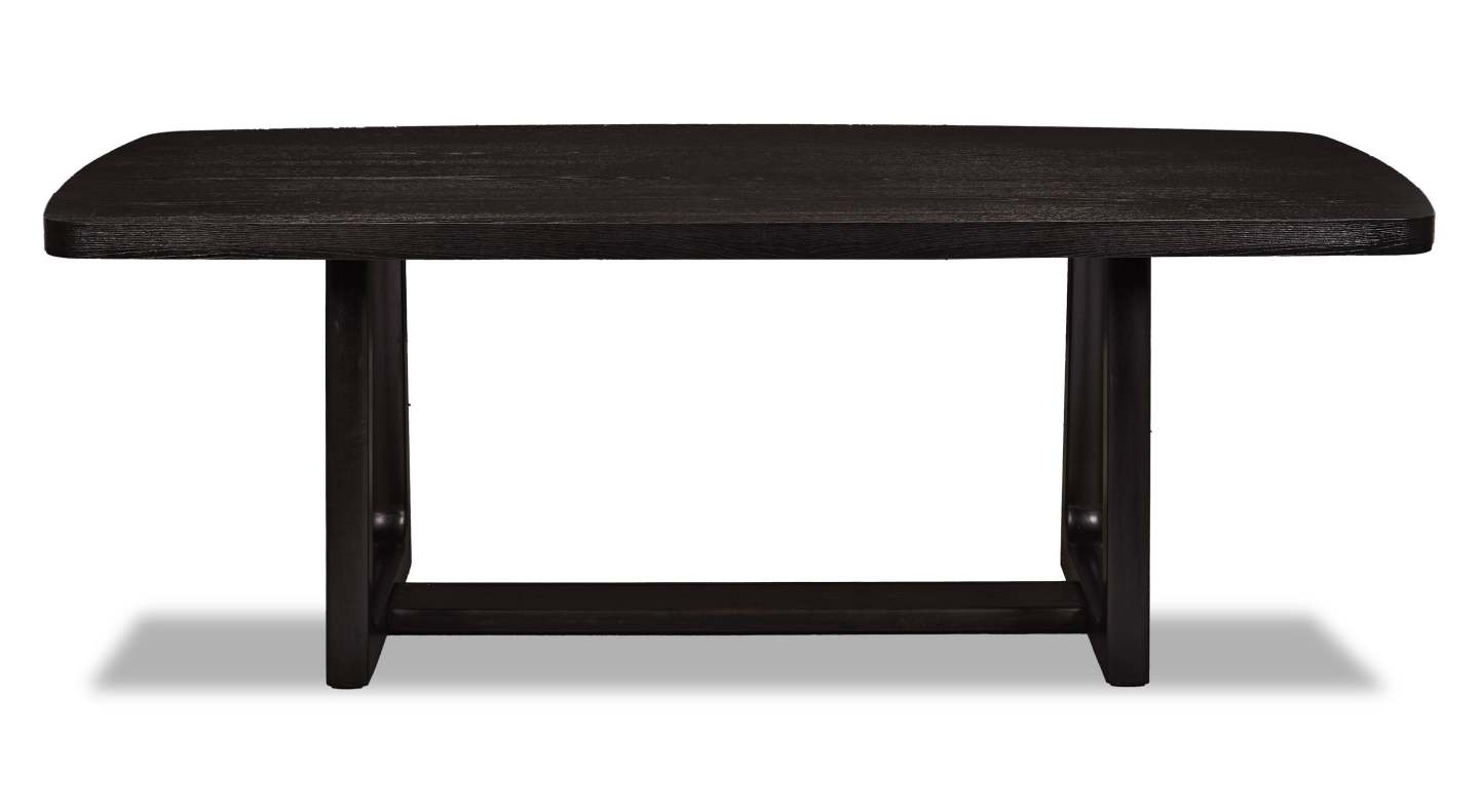 Table de salle à manger Alma de 86 po (L) avec base à tréteaux - anthracite noir | Alma Dining Table with Trestle Base, 86W - Charcoal Black