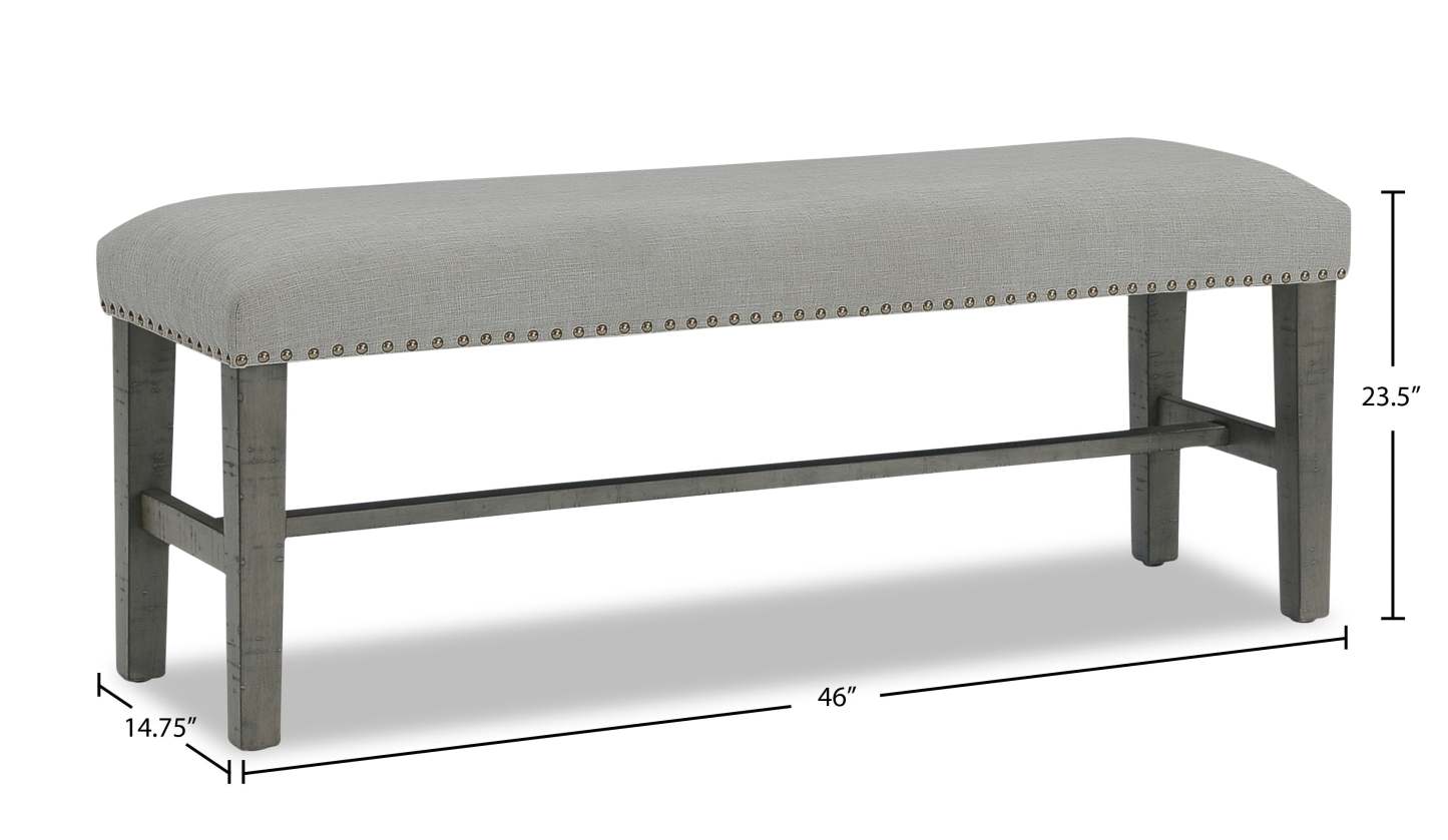 Banc de salle à manger Alto avec tissu d'apparence lin, 46 W - Gris | Banc de salle à manger Alto de 46 po (L) en tissu d'apparence lin - gris