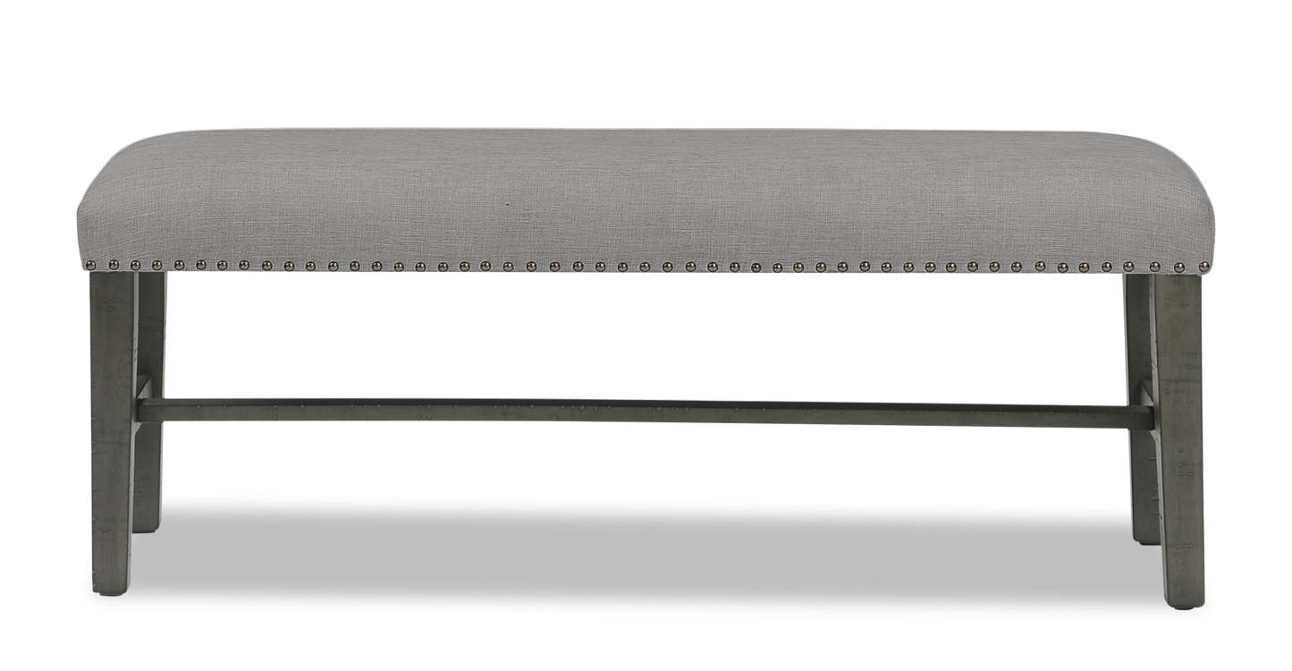 Banc de salle à manger Alto avec tissu d'apparence lin, 46 W - Gris | Banc de salle à manger Alto de 46 po (L) en tissu d'apparence lin - gris