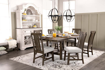 Table de salle à manger Alto avec extension 65-83 W, base à tréteaux - Gris | Table de salle à manger Alto de 65 po à 83 po (L) avec rallonge et base à tréteaux - grise