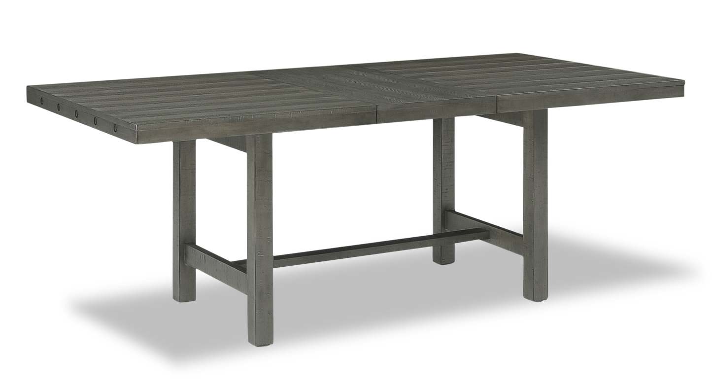 Table de salle à manger Alto avec extension 65-83 W, base à tréteaux - Gris | Table de salle à manger Alto de 65 po à 83 po (L) avec rallonge et base à tréteaux - grise