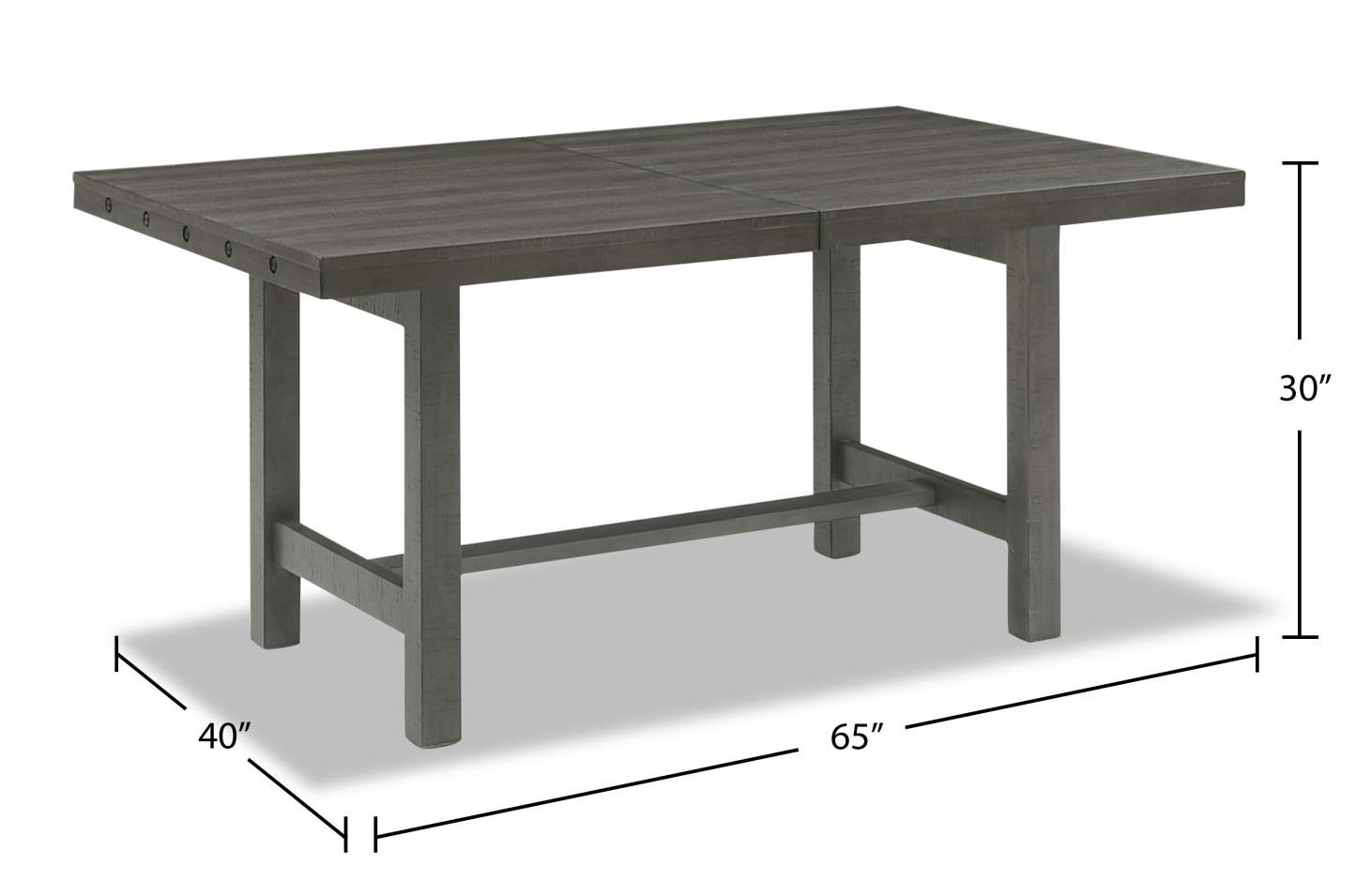 Table de salle à manger Alto avec extension 65-83 W, base à tréteaux - Gris | Table de salle à manger Alto de 65 po à 83 po (L) avec rallonge et base à tréteaux - grise