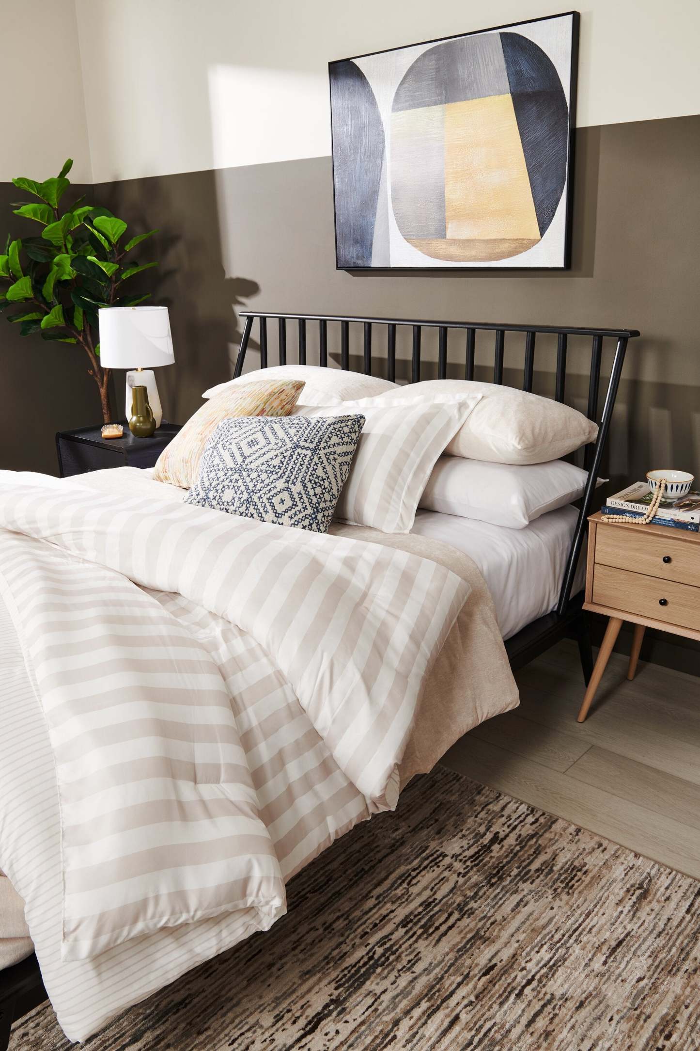 Ensemble d'édredon Ambrose 3 pièces pour lit double/grand lit - Gruau | Ensemble d'édredon Ambrose de 3 pièces pour lit double ou grand lit - avoine