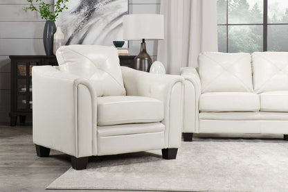 Canapé Andi 40 en tissu d'apparence cuir avec capitonnage de boutons - Beige | Canapé Andi de 40 po en tissu d'apparence cuir avec capitonnage - beige