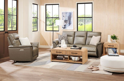 Chateau d'Ax Angelo 84.25 Canapé en cuir véritable inclinable électriquement avec appuie-têtes électriques - Gris | Canapé à inclinaison électrique Angelo de Château d'Ax de 84,25 po en cuir véritable avec appuie-têtes électriques - gris