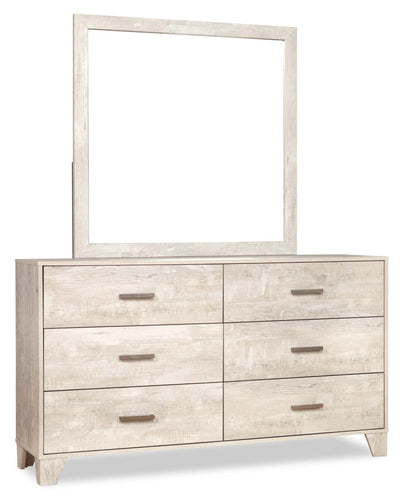 Commode à 6 tiroirs pour chambre à coucher Arbor, 58,7 L x 33,3 H - Bois flotté blanc | Commode de chambre à coucher Arbor de 58,7 po (L) x 33,3 po (H) à 6 tiroirs - bois de grève blanc