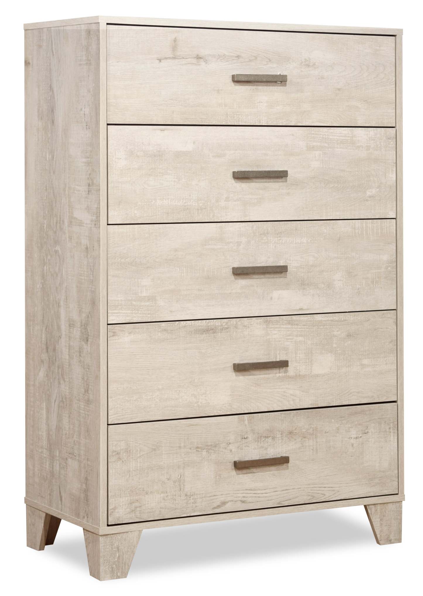 Commode de chambre à coucher Arbor, 5 tiroirs, 31,5 L x 48,4 H - Bois flotté blanc | Commode verticale de chambre à coucher Arbor de 31,5 po (L) x 48,4 po (H) à 5 tiroirs - bois de grève blanc
