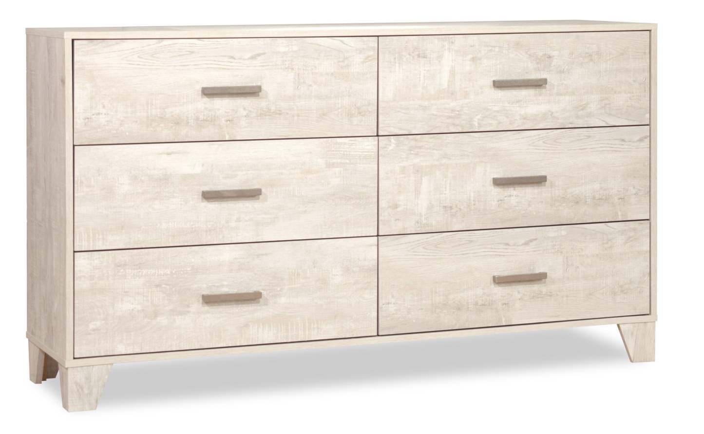 Commode à 6 tiroirs pour chambre à coucher Arbor, 58,7 L x 33,3 H - Bois flotté blanc | Commode de chambre à coucher Arbor de 58,7 po (L) x 33,3 po (H) à 6 tiroirs - bois de grève blanc