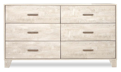 Commode à 6 tiroirs pour chambre à coucher Arbor, 58,7 L x 33,3 H - Bois flotté blanc | Commode de chambre à coucher Arbor de 58,7 po (L) x 33,3 po (H) à 6 tiroirs - bois de grève blanc