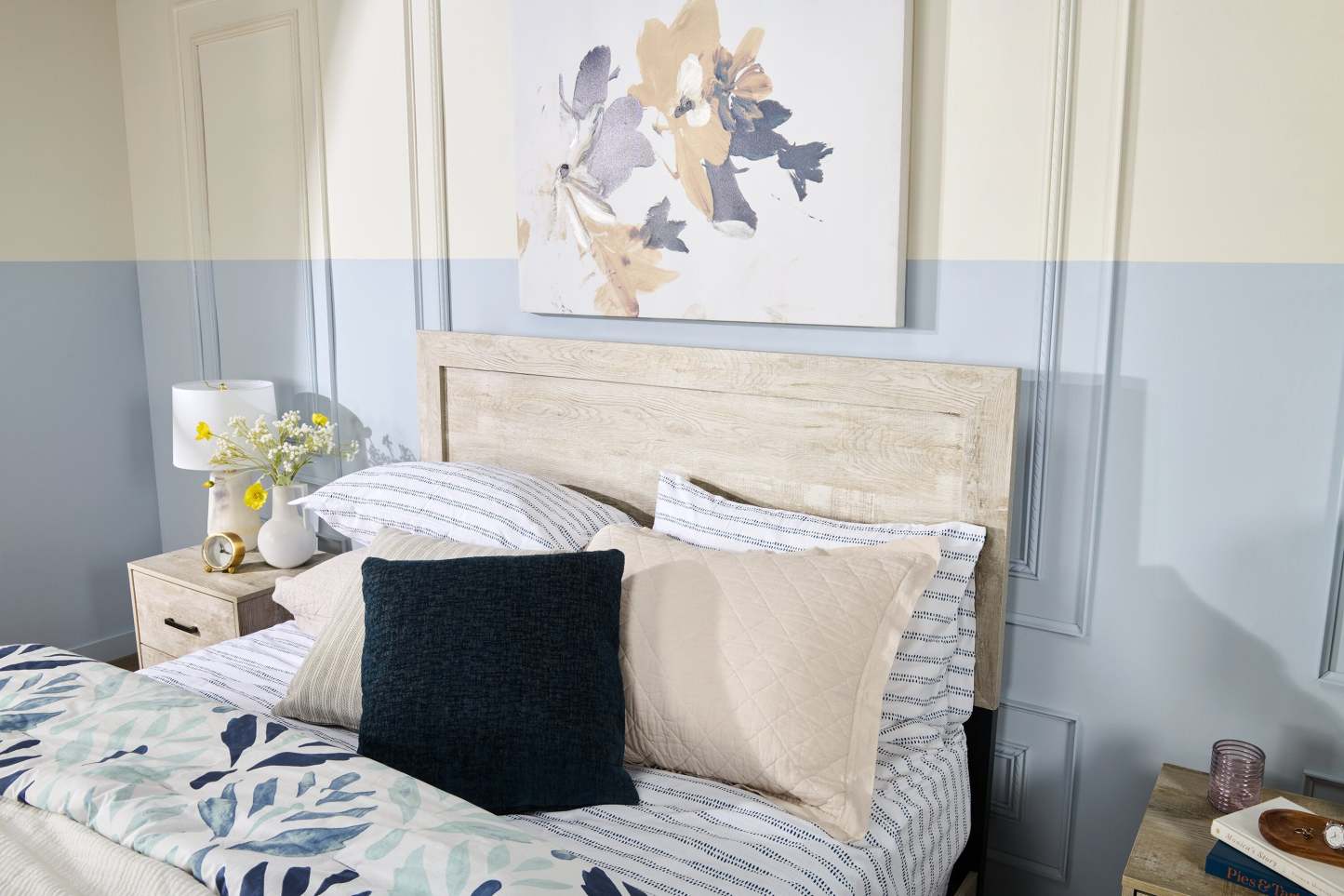 Lit à panneaux Arbor, bois flotté blanc - Queen Size | Lit à panneaux Arbour, bois de grève blanc - format grand lit