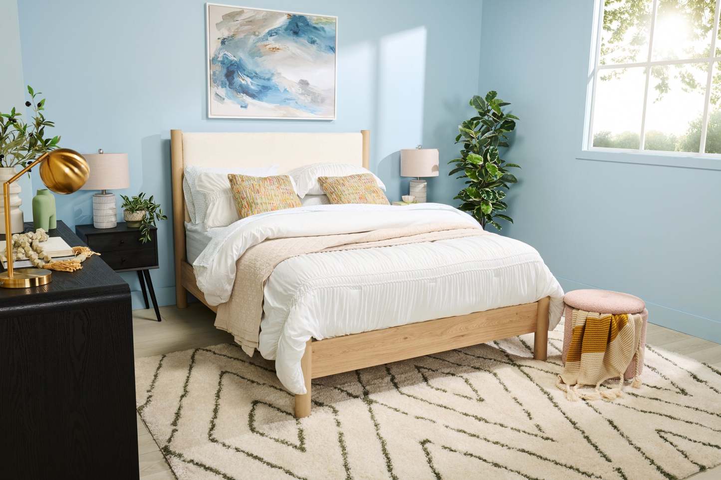 Lampe de table Archer de 21 po en céramique gris et blanc