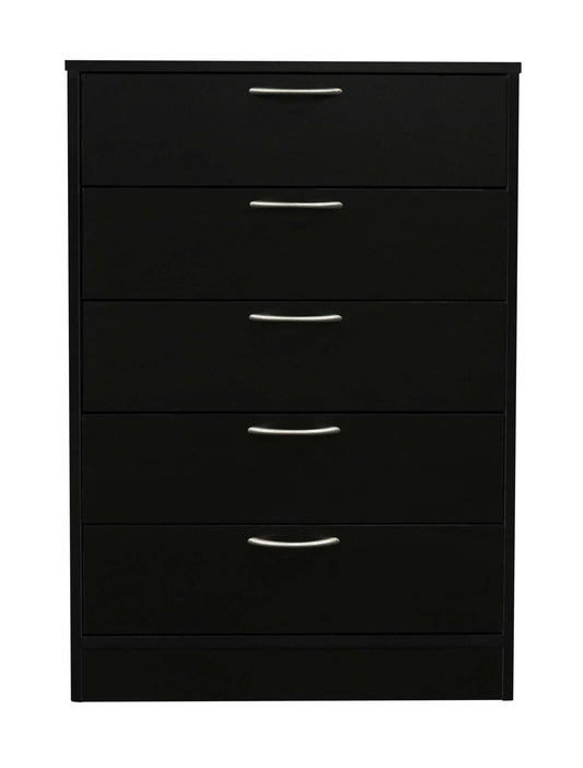 Commode de chambre à coucher Arlo, 5 tiroirs, 23,6 L x 36,2 H, fabriquée au Canada - Noir | Commode verticale Arlo de 23,6 po (L) x 36,2 po (H) à 5 tiroirs pour la chambre à coucher, fabriquée au Canada - noire