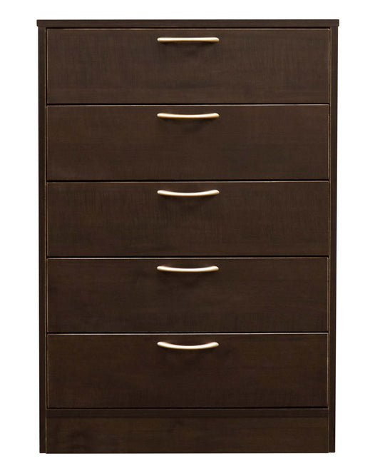Commode de chambre à coucher Arlo, 5 tiroirs, 23,6 l x 36,2 h, fabriquée au Canada - Brun expresso | Commode verticale Arlo de 23,6 po (L) x 36,2 po (H) à 5 tiroirs pour la chambre à coucher, fabriquée au Canada - brun expresso