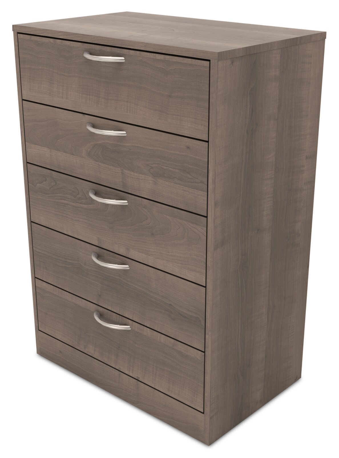 Commode de chambre à coucher Arlo, 5 tiroirs, 23,6 L x 36,2 H, Fabriquée au Canada - Gris/Marron | Commode verticale Arlo de 23,6 po (L) x 36,2 po (H) à 5 tiroirs pour la chambre à coucher, fabriquée au Canada - gris-brun