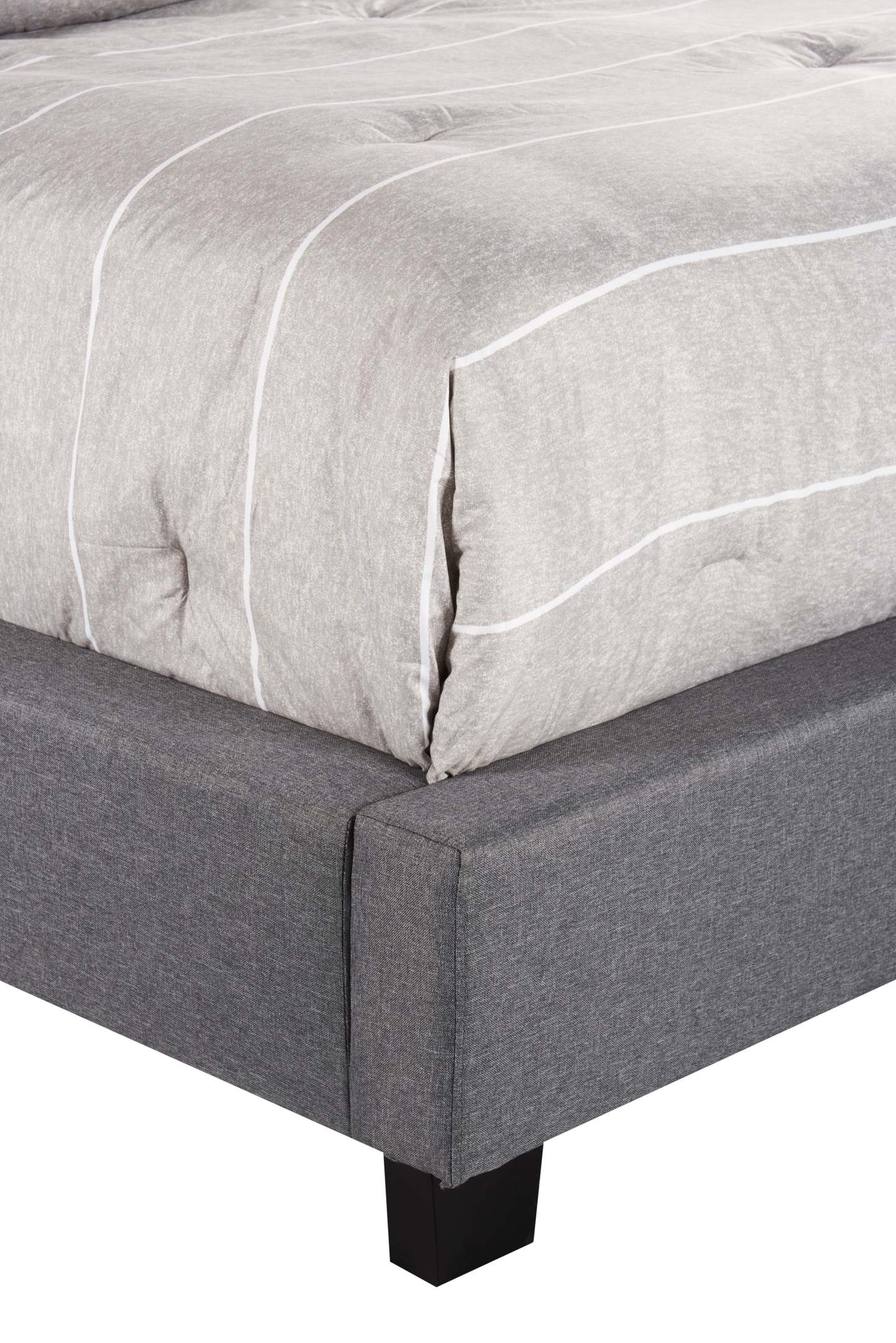 Lit plateforme rembourré Asha en tissu gris capitonné - format très grand lit