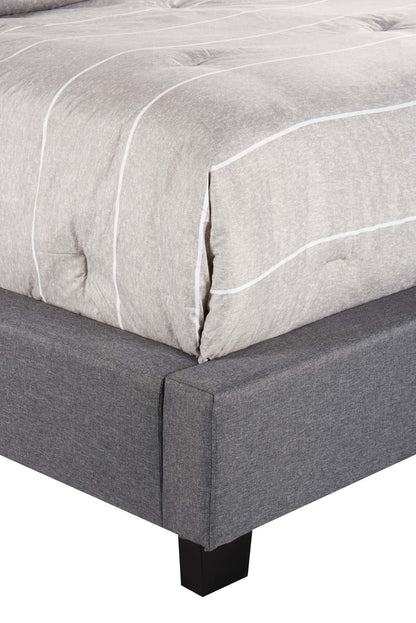 Lit plateforme rembourré Asha en tissu gris capitonné - format très grand lit