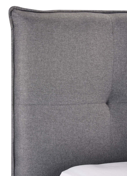 Lit plateforme rembourré Asha en tissu gris, capitonné - Queen Size | Lit plateforme rembourré Asha en tissu gris capitonné - format grand lit