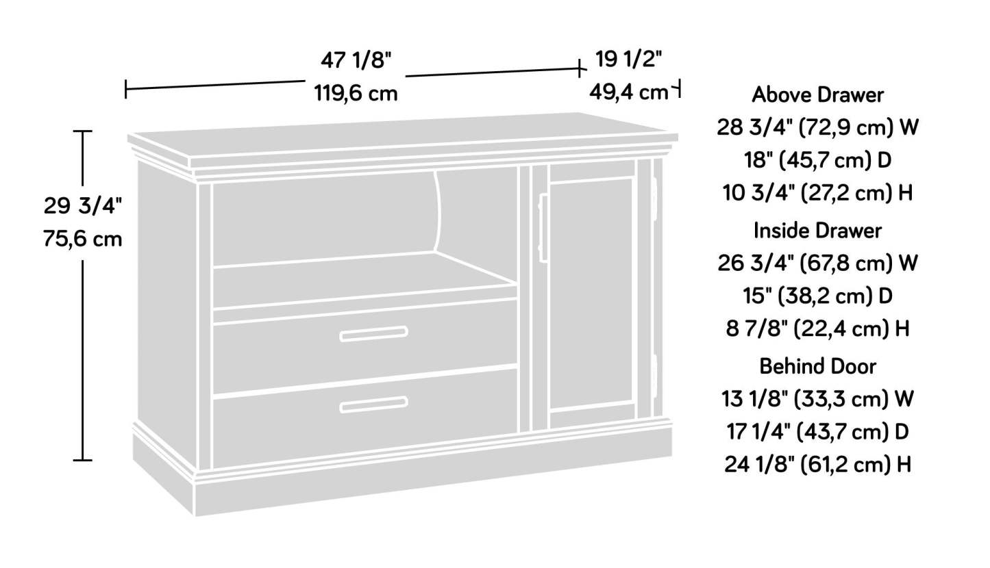 Aspen Post 47.09 Commercial Grade Small Office Credenza - Prime Oak|Petit bahut de bureau Aspen Post de 47,09 po de qualité commerciale - chêne clair