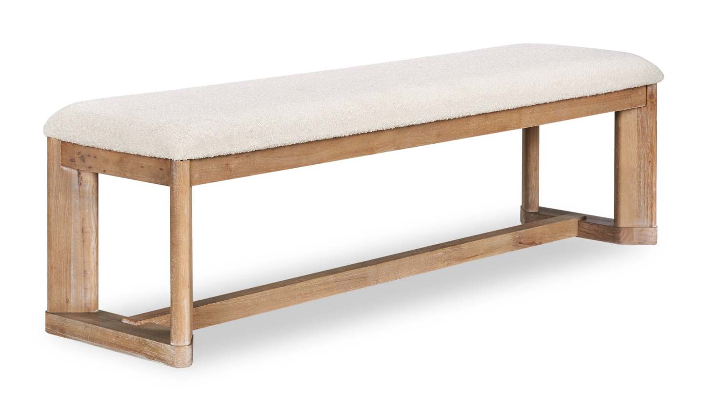 Aspen Dining Bench with Fabric Seat, 64.25W - Natural | Banc de salle à manger Aspen