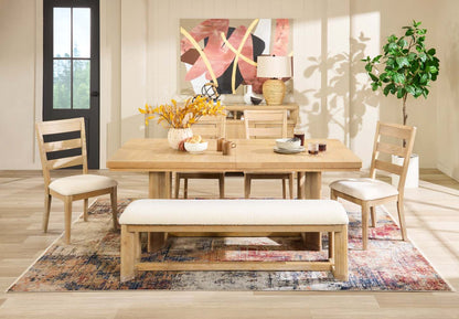 Banc de salle à manger Aspen avec assise en tissu, 64,25 po de largeur - Naturel | Banc de salle à manger Aspen