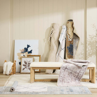 Aspen Dining Bench with Fabric Seat, 64.25W - Natural | Banc de salle à manger Aspen