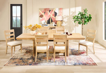 Chaise de salle à manger Aspen avec siège en tissu, dossier à lattes - Naturel | Chaise de salle à manger Aspen avec siège en tissu, dossier à lattes - naturel