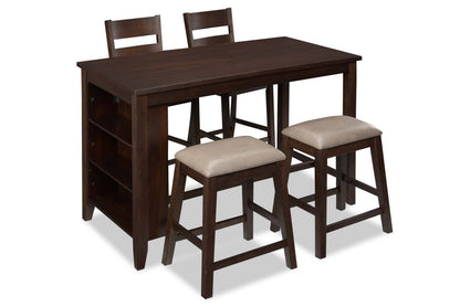 Table de salle à manger à hauteur de comptoir Astoria avec étagères intégrées, 60 W - Marron | Table de salle à manger Astoria de 60 po (L) de hauteur comptoir avec tablettes intégrées - brune