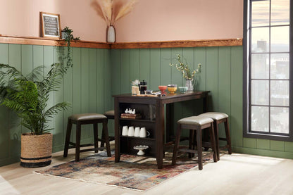 Table de salle à manger à hauteur de comptoir Astoria avec étagères intégrées, 60 W - Marron | Table de salle à manger Astoria de 60 po (L) de hauteur comptoir avec tablettes intégrées - brune