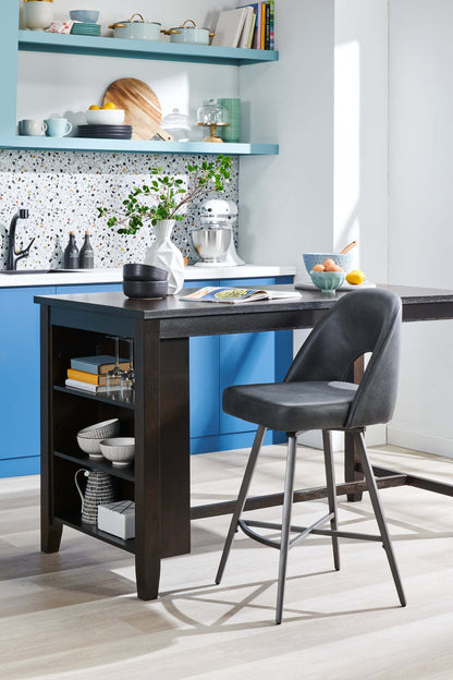 Table de salle à manger à hauteur de comptoir Astoria avec étagères intégrées, 60 W - Marron | Table de salle à manger Astoria de 60 po (L) de hauteur comptoir avec tablettes intégrées - brune