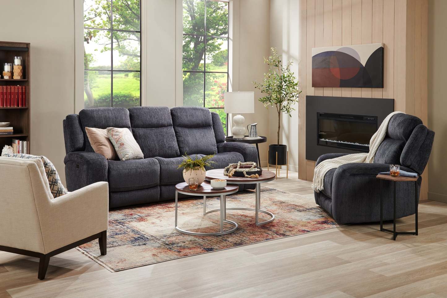 Canapé à inclinaison électrique zéro gravité Atlantis 90 en tissu - Gris foncé | Canapé à inclinaison électrique Atlantis de 90 po en tissu avec position zéro gravité - gris foncé