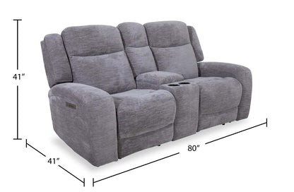 Atlantis 79 Fabric Zero Gravity Power Reclining Loveseat with Storage Console and USB Ports - Dove Grey | Causeuse à inclinaison électrique Atlantis de 79 po en tissu avec console de rangement, ports USB et position zéro gravité - gris tourterelle