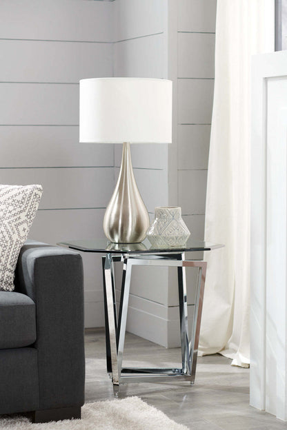 Audrey 21,75 Lampe de table en forme de goutte en acier brossé