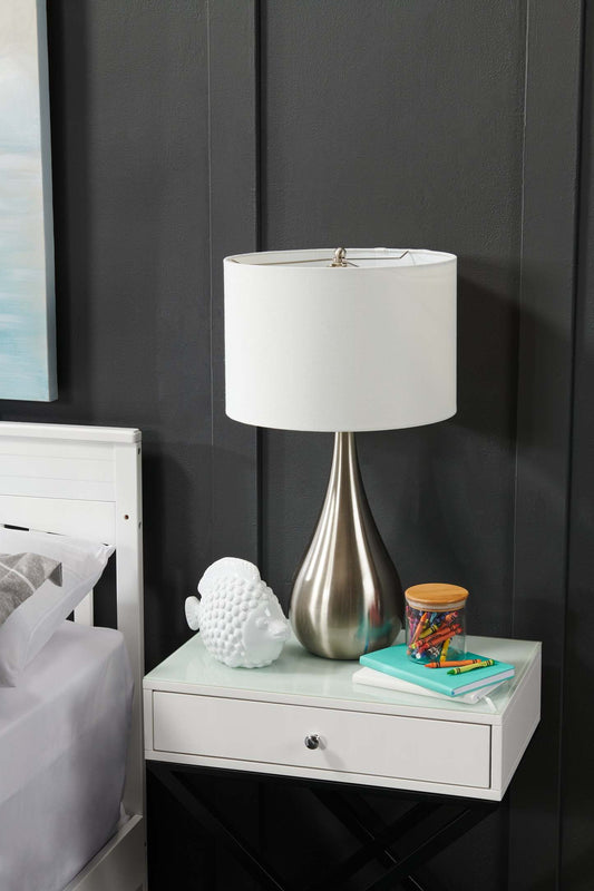 Audrey 21,75 Lampe de table en forme de goutte en acier brossé