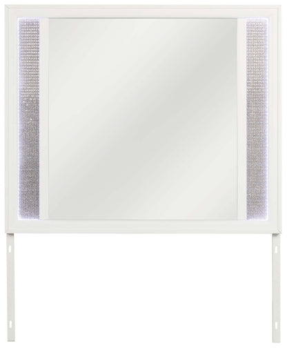 Miroir de commode de chambre à coucher Ava avec lumière LED, Glam - Blanc | Miroir de commode de chambre à coucher somptueux Ava avec éclairage à DEL - blanc