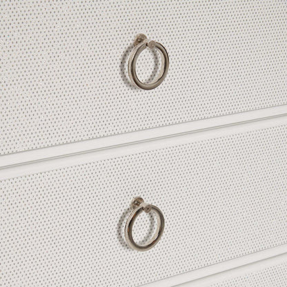 Commode de chambre à coucher Ava avec lumière LED, 5 tiroirs, 40,5 W x 54,1 H, Glam - Blanc | Commode verticale somptueuse Ava de 40,5 po (L) x 54,1 po (H) à 5 tiroirs avec éclairage à DEL pour la chambre à coucher - blanche