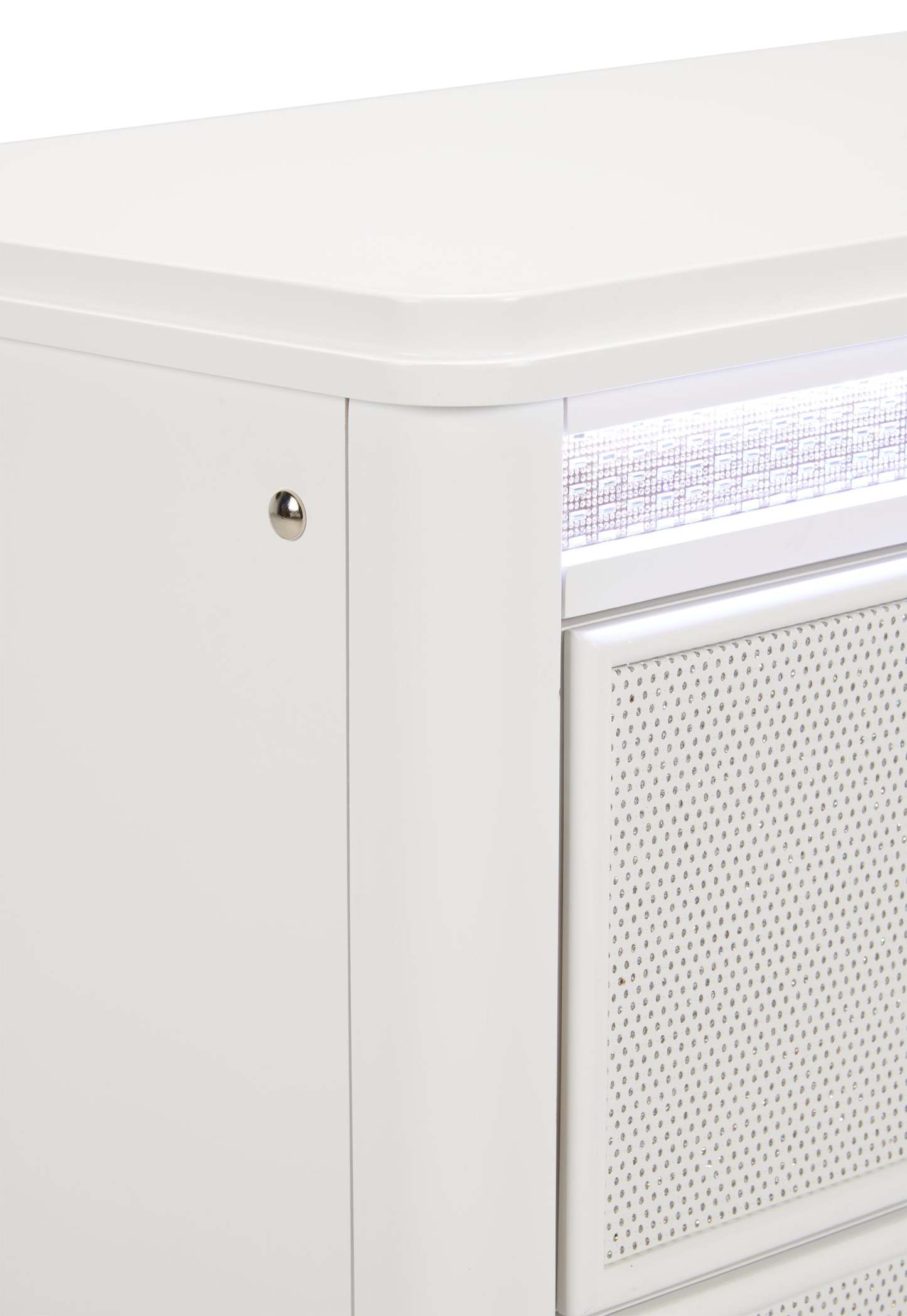 Table de nuit Ava à 2 tiroirs avec lumière LED, 32,5 W x 28 H, Glam - Blanc | Table de nuit somptueuse Ava de 32,5 po (L) x 28 po (H) à 2 tiroirs avec éclairage à DEL - blanche