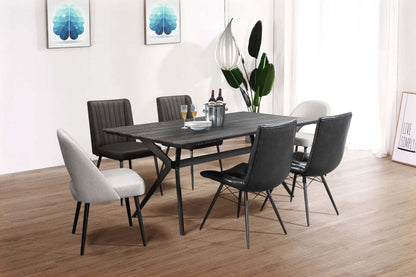 Chaise de salle à manger Avis avec tissu en cuir végétalien, métal - Noir | Chaise de salle à manger Avis en tissu de cuir végétalien et en métal - noire