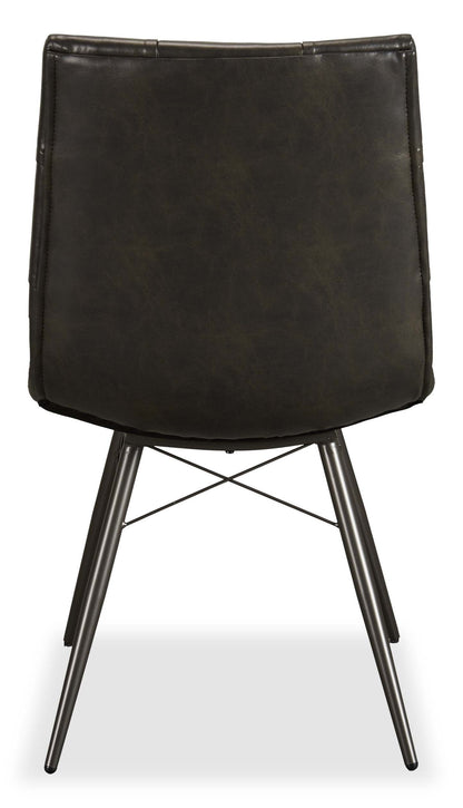 Chaise de salle à manger Avis avec tissu en cuir végétalien, métal - Noir | Chaise de salle à manger Avis en tissu de cuir végétalien et en métal - noire