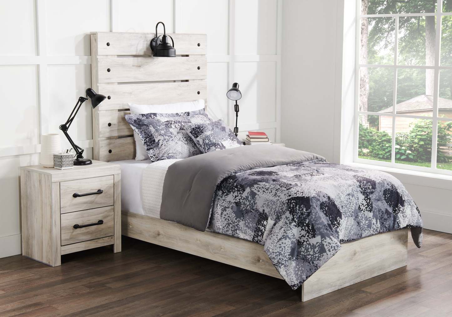 Ensemble d'édredon Axel 4 pièces pour lit double/grand lit - Gris | Ensemble d'édredon Axel 4 pièces pour lit double ou grand lit - gris