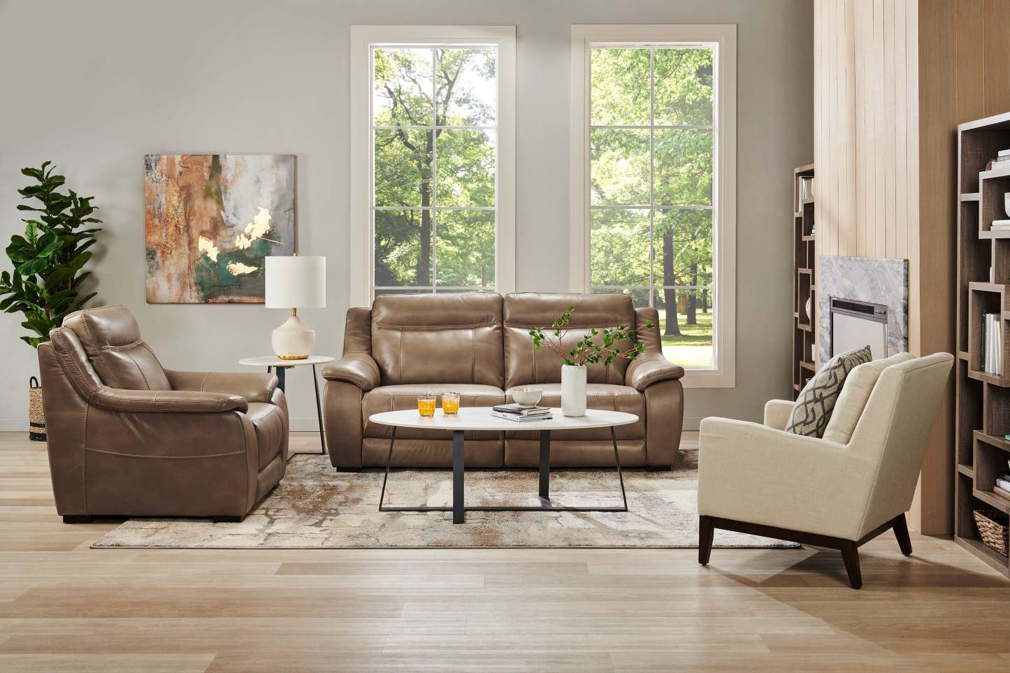 Chaise d'appoint en tissu d'apparence lin avec base en bois Adel 28,5 - Beige | Fauteuil d'appoint Adel de 28,5 po en tissu d'apparence lin avec piètement en bois - beige