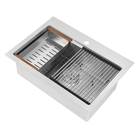 Ancona 28 Dual Mount Workstation Kitchen Sink - AN-33104|Évier de cuisine poste de travail sous plan ou en surface Ancona de 28 po - AN-33104|D77GDZ74