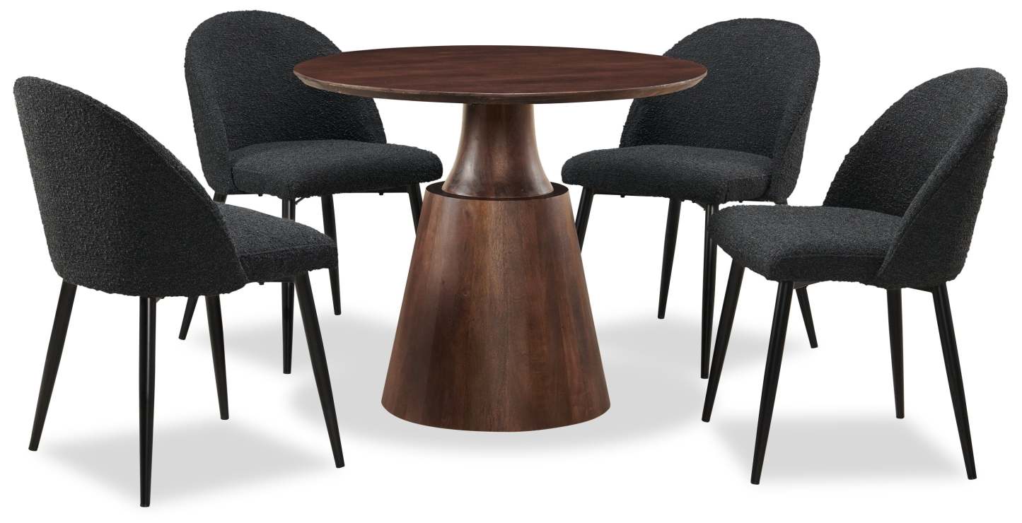 Chaise de salle à manger Bali avec tissu bouclé, métal - Noir | Chaise de salle à manger Bali en tissu bouclé et en métal - noire