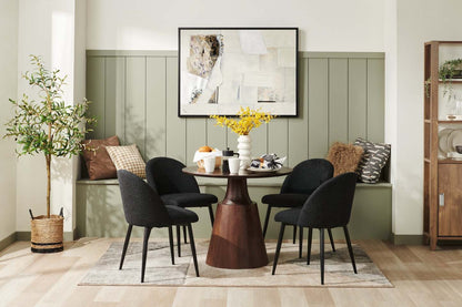 Chaise de salle à manger Bali avec tissu bouclé, métal - Noir | Chaise de salle à manger Bali en tissu bouclé et en métal - noire