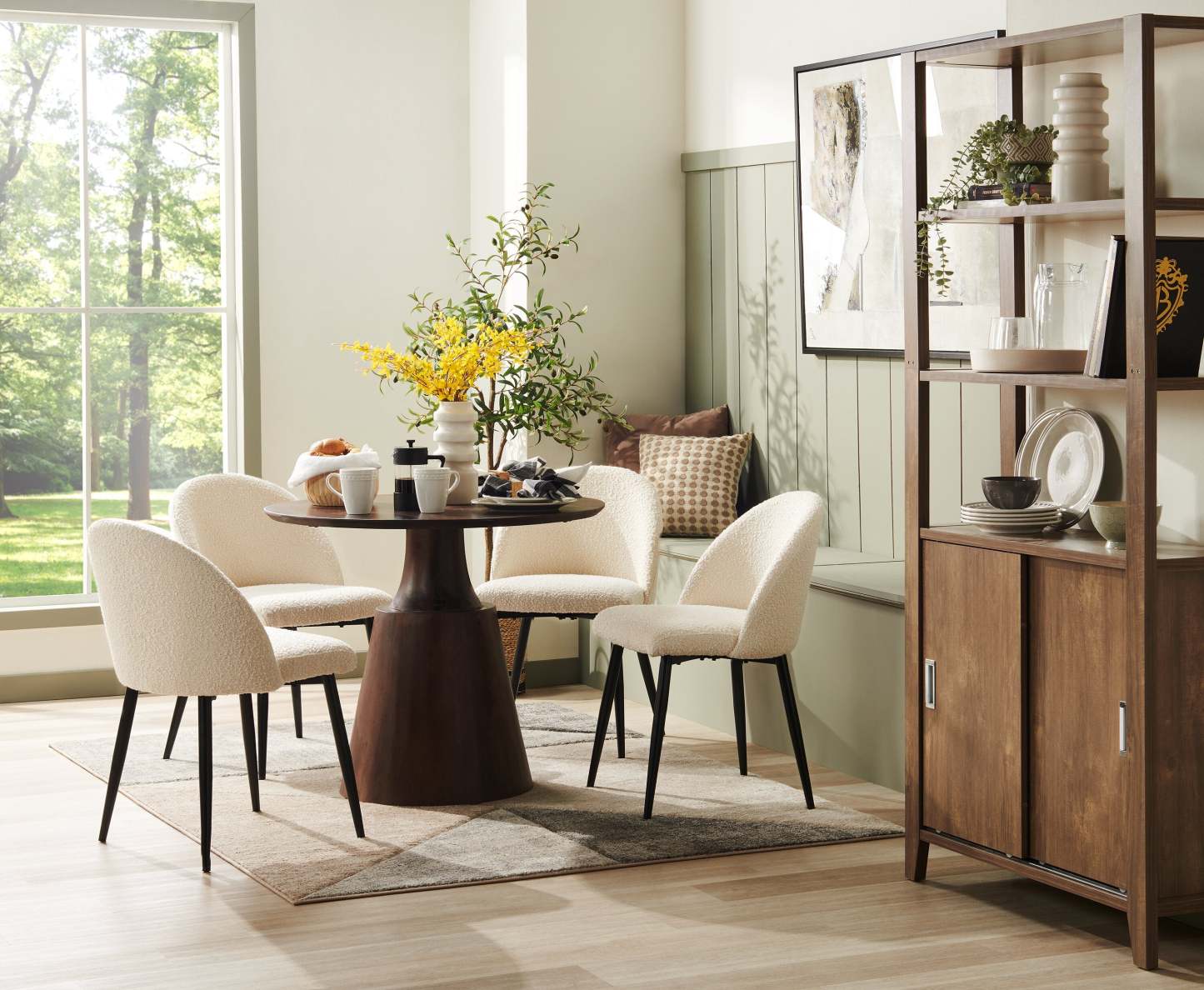 Chaise de salle à manger Bali avec tissu bouclé, métal - Taupe | Chaise de salle à manger Bali en tissu bouclé et en métal - taupe