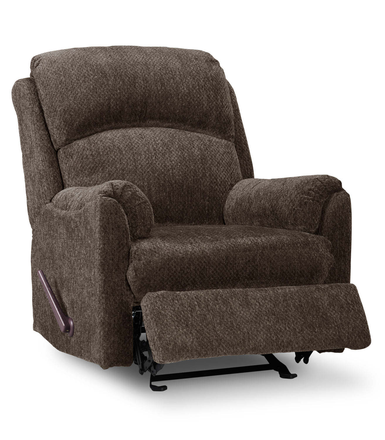 Fabriqué au Canada Fauteuil inclinable coulissant en tissu chenille Baron 32 - Brun | Fauteuil coulissant inclinable Baron de 32 po fabriqué au Canada en tissu de chenille - brun